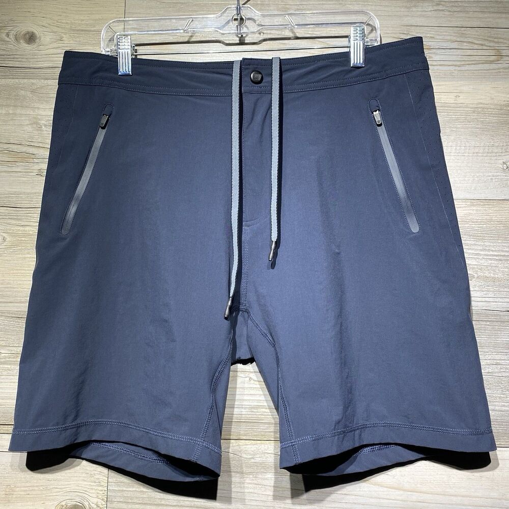 Mack Weldon Stealth Shorts Men's Large 7.5” Blue Performance Perforated Stretch